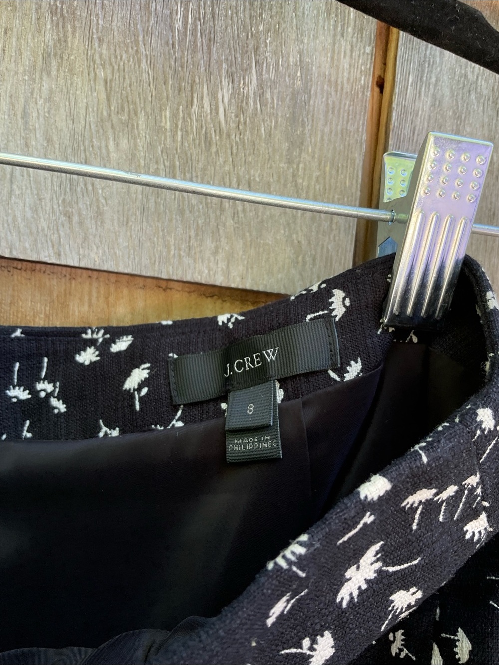 J. Crew Navy Pencil Skirt with White Floral Print - Picture 4 of 5